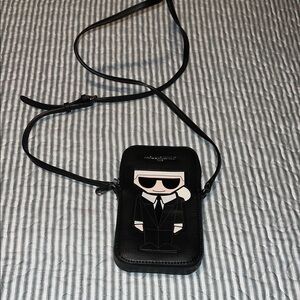 Karl Lagerfeld Black Crossbody Bag with Iconic Graphic